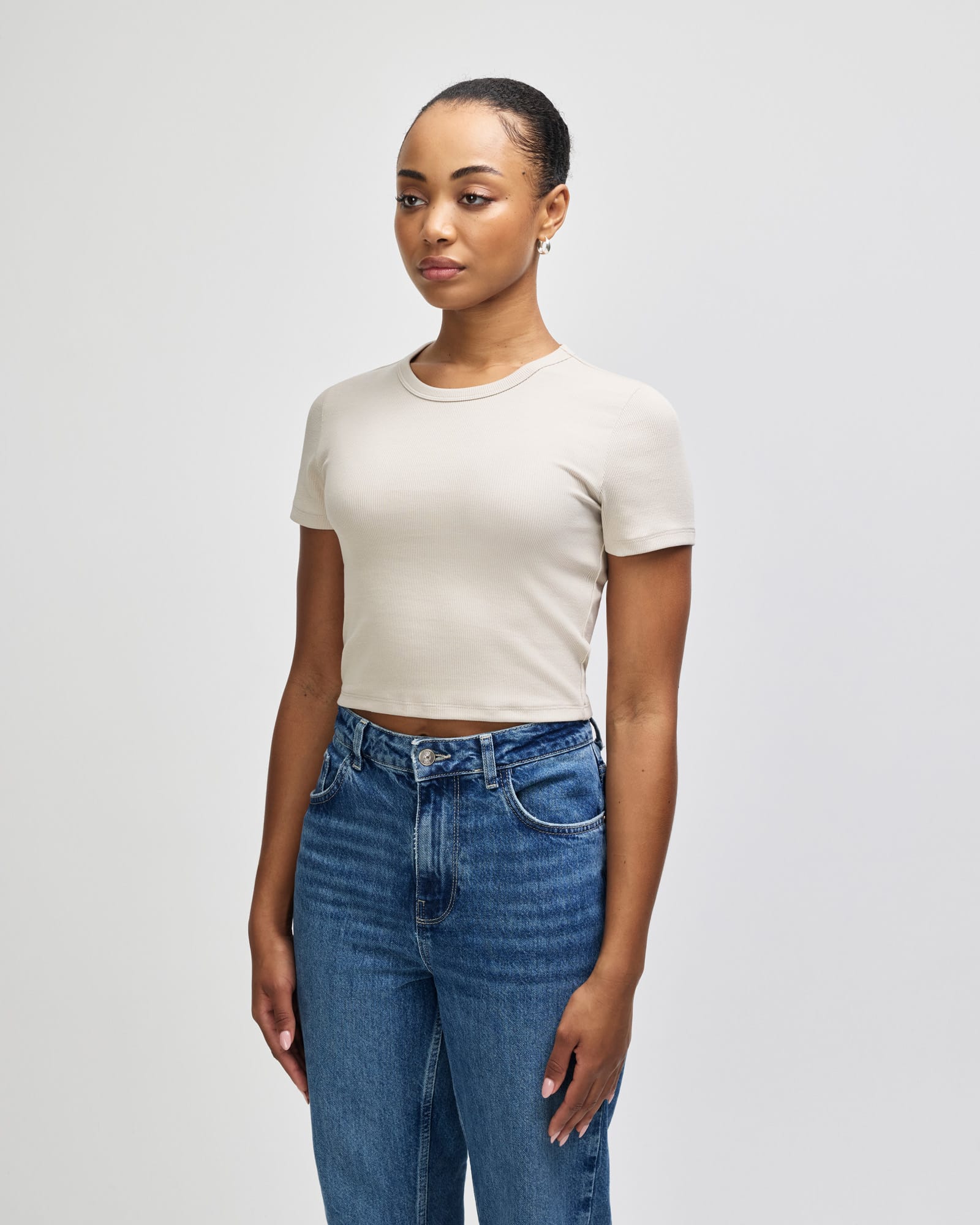 American Apparel Baby Rib Women's Crop Fitted T-Shirt GI-BR210