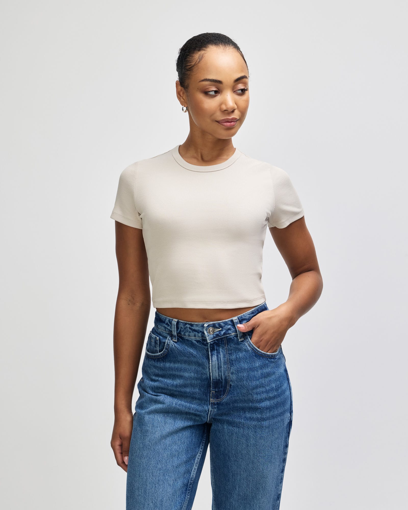 American Apparel Baby Rib Women's Crop Fitted T-Shirt GI-BR210
