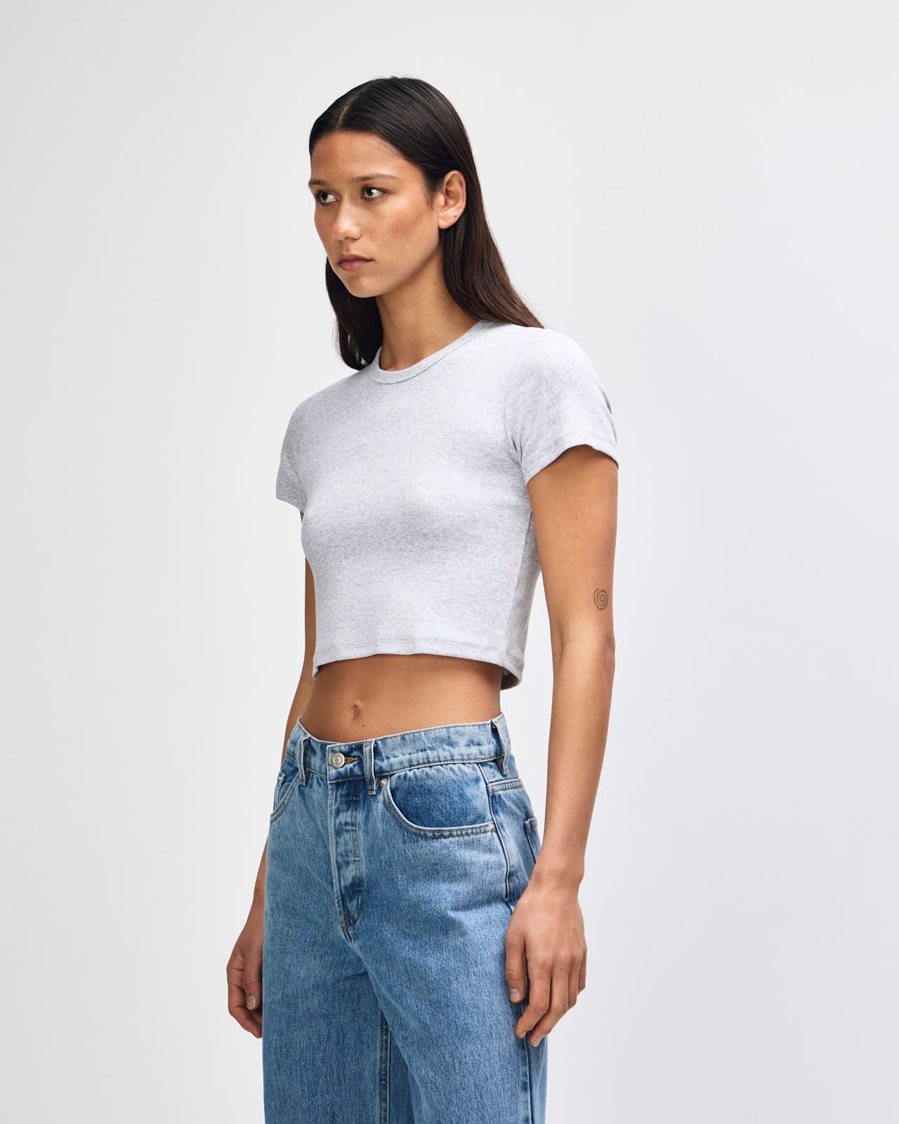 American Apparel Baby Rib Women's Crop Fitted T-Shirt GI-BR210