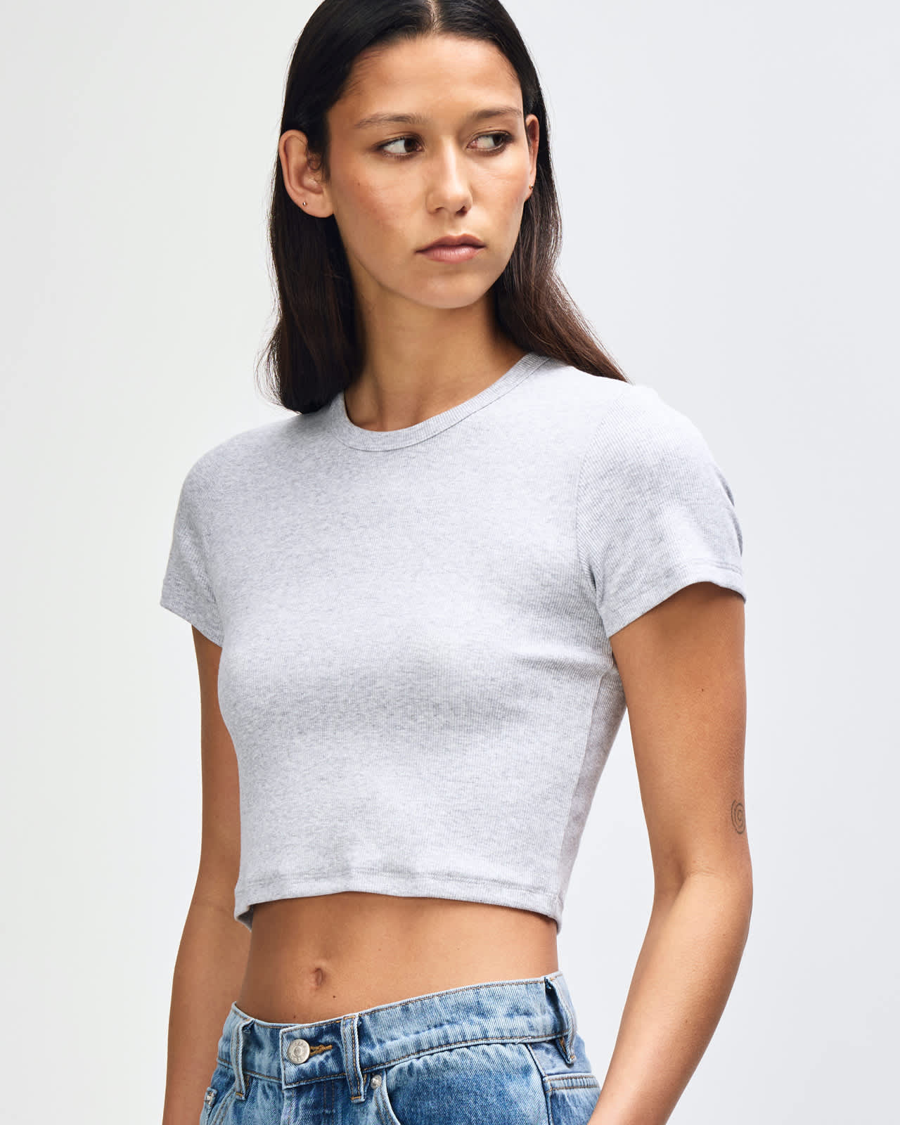 American Apparel Baby Rib Women's Crop Fitted T-Shirt GI-BR210