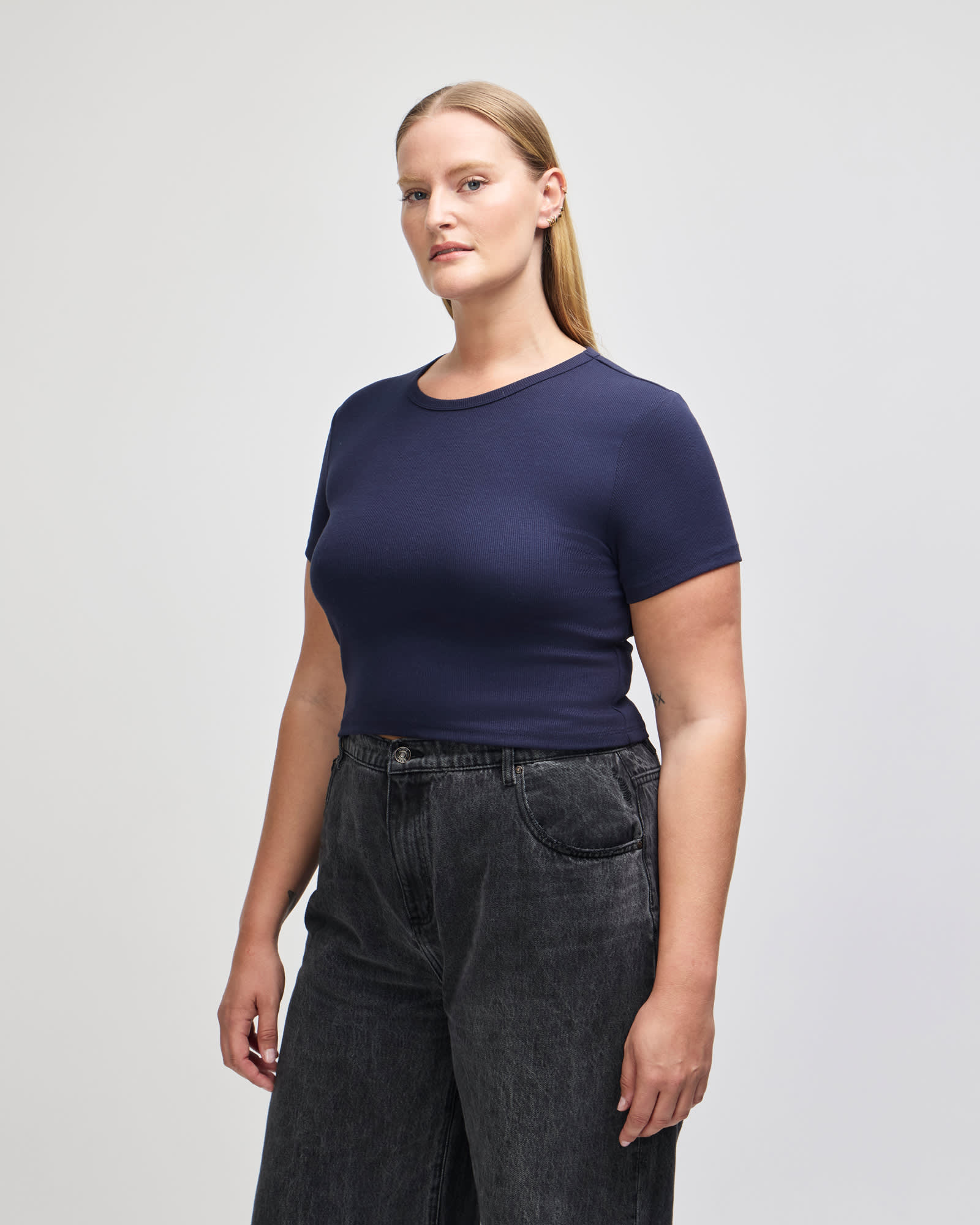 American Apparel Baby Rib Women's Crop Fitted T-Shirt GI-BR210