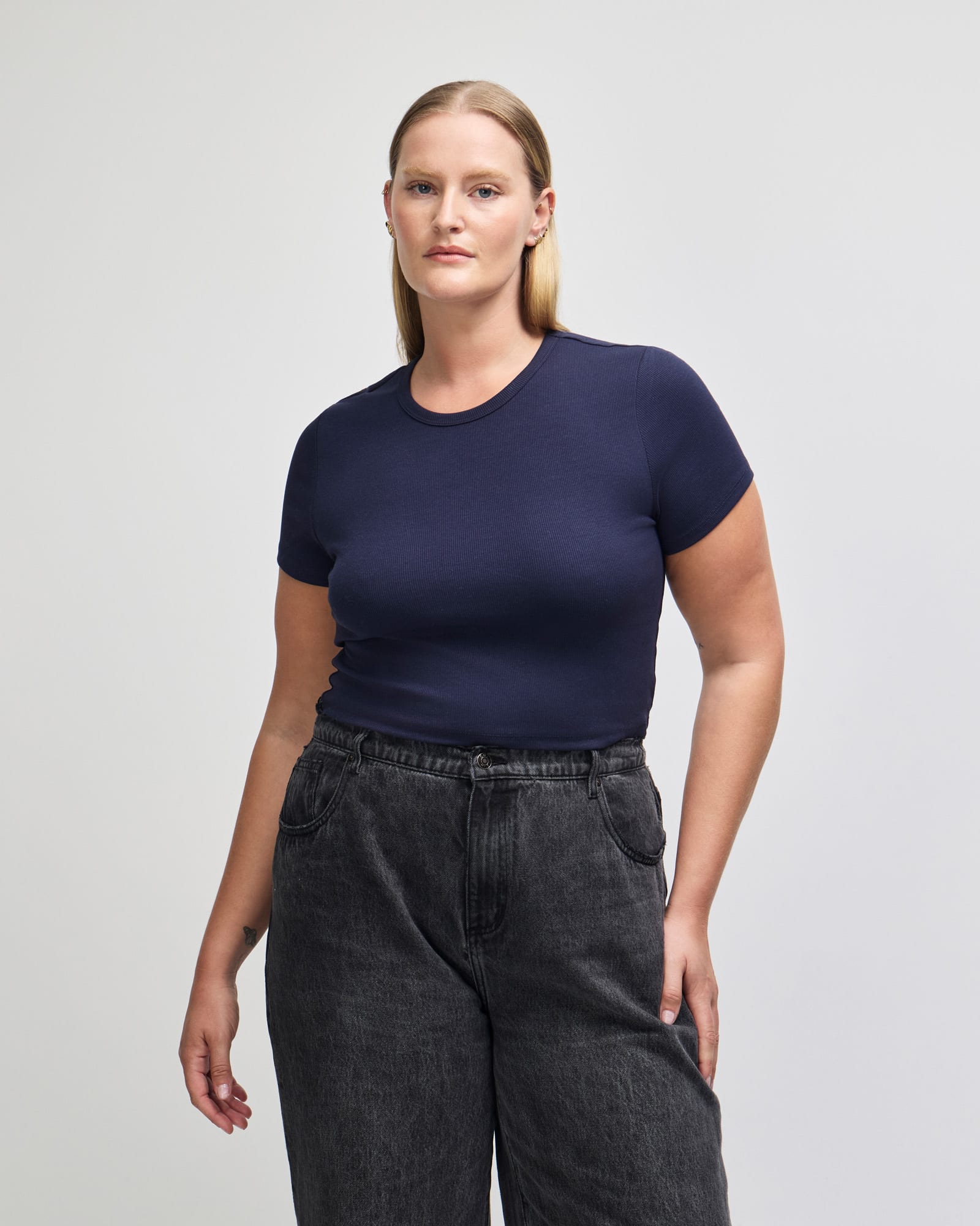 American Apparel Baby Rib Women's Crop Fitted T-Shirt GI-BR210