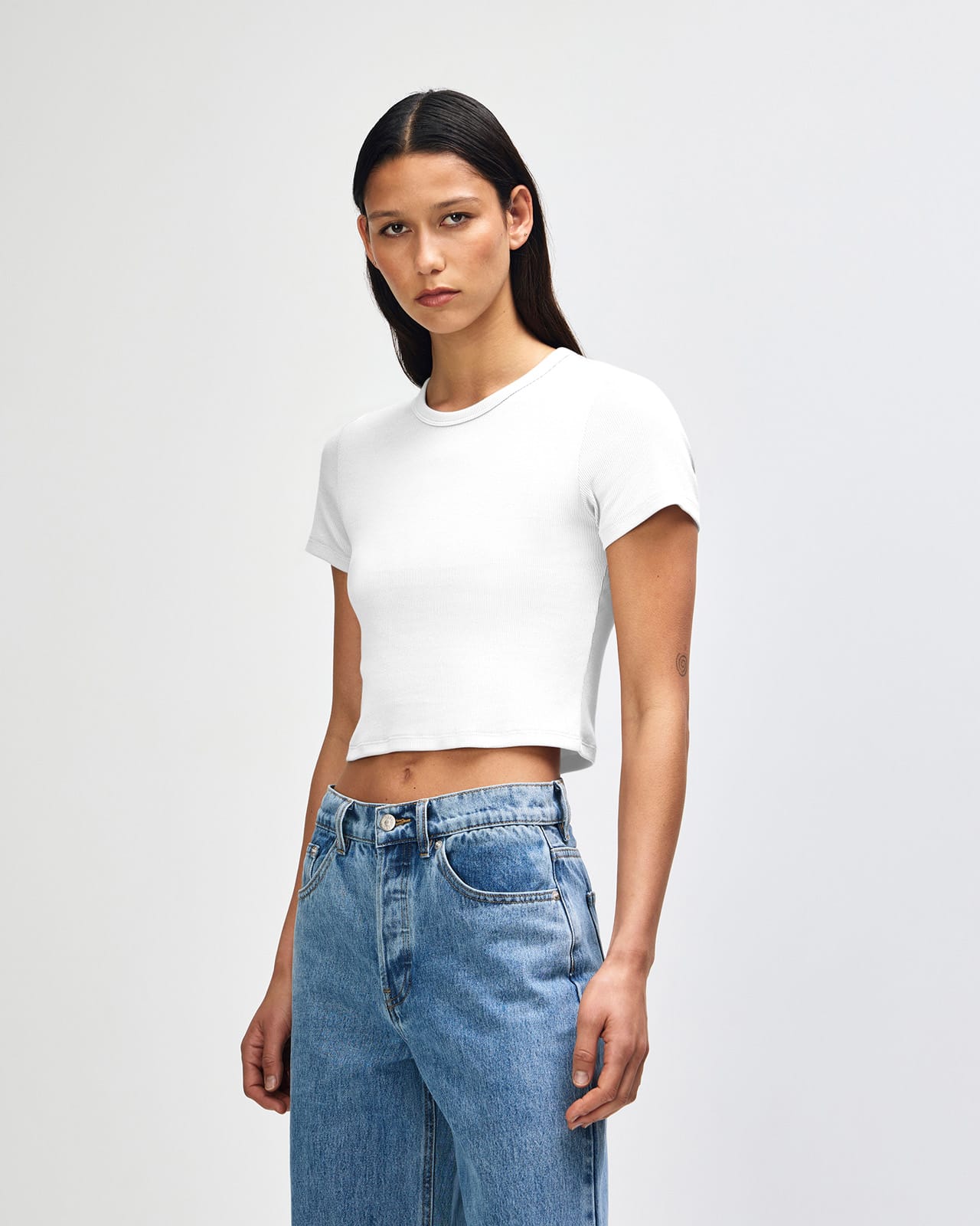 American Apparel Baby Rib Women's Crop Fitted T-Shirt GI-BR210