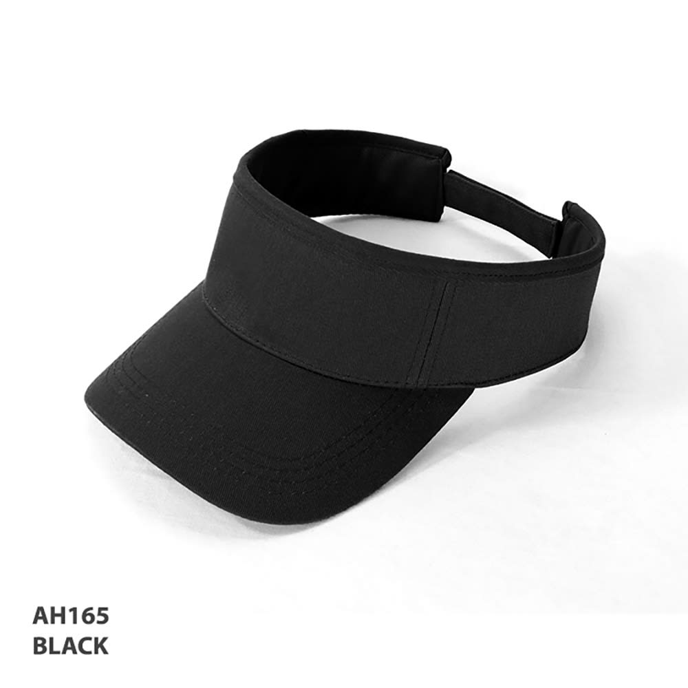 Visor GR-AH165 A black visor with a wide brim and adjustable back strap, featuring a logo.