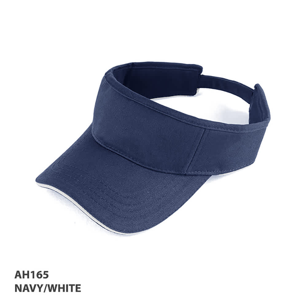 Visor GR-AH165 A navy and white visor featuring a wide brim and a logo on the front.