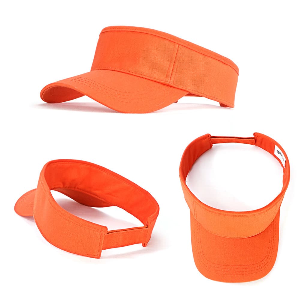 Visor GR-AH165 An orange visor with a curved brim and adjustable strap. It features a logo on the side.