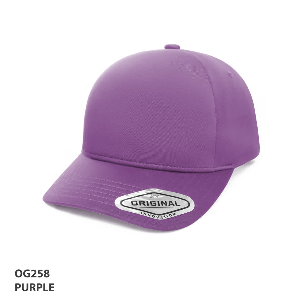 Seam-Free Tech Cap GR-OG258 A purple cap with a seamless design and a branding logo on the front.