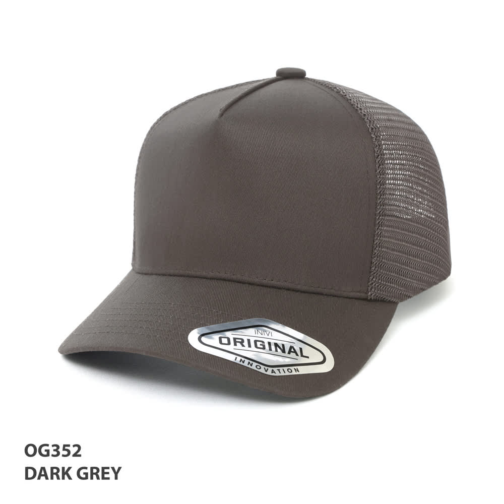 A-Frame Seamless Mesh Cap GR-OG352 A dark grey A-Frame Seamless Mesh Cap featuring a mesh back and a branded logo on the front.