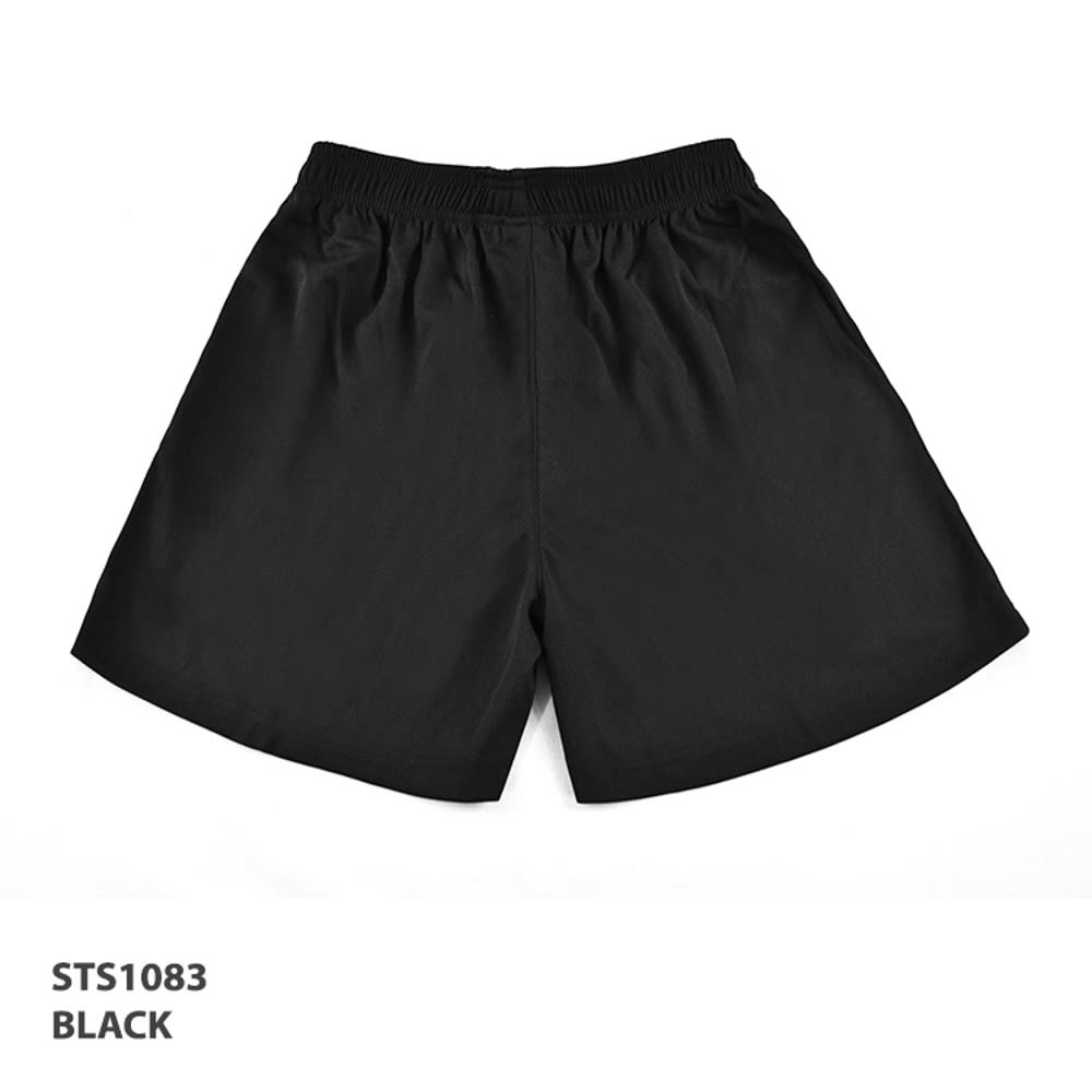 Black Winton Sports Shorts with an elastic waistband and a logo. Suitable for active wear.