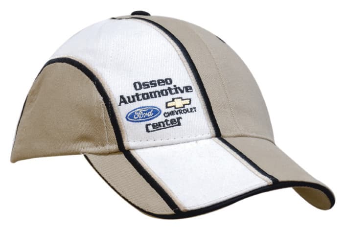 Brushed Heavy Cotton Cap with Sandwich Peak & Crown Indent and Embroidery Stripes