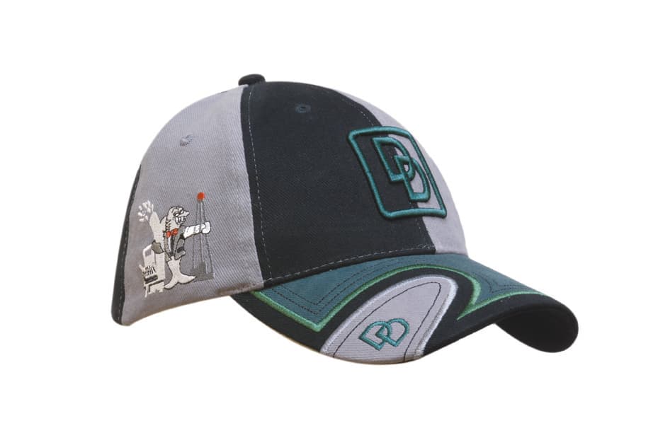 Brushed Heavy Cotton Cap with Peak Insert, Trim & Tracing Embroidery Line