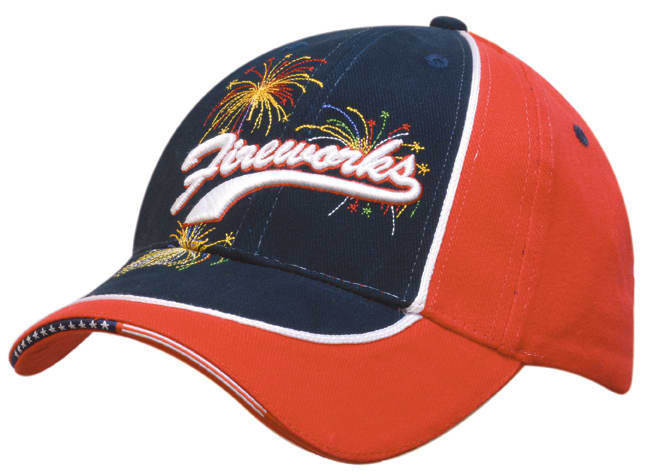 Brushed Heavy Cotton Dual Coloured Cap with Piping & Stars & Stripes Sandwich