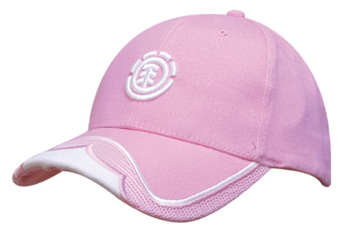 Brushed Heavy Cotton Cap with Mesh Insert on Peak & Embroidered Trim