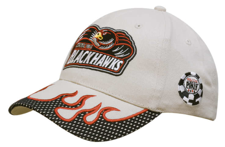 Brushed Heavy Cotton Cap with Mesh Peak Trim & Flame Embroidery