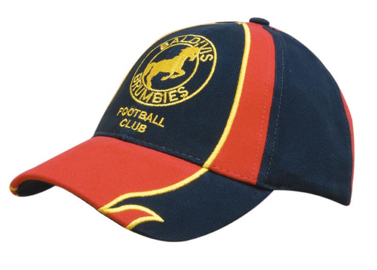 Brushed Heavy Cotton Cap with Embroidered Edged Inserts to Peak & Crown