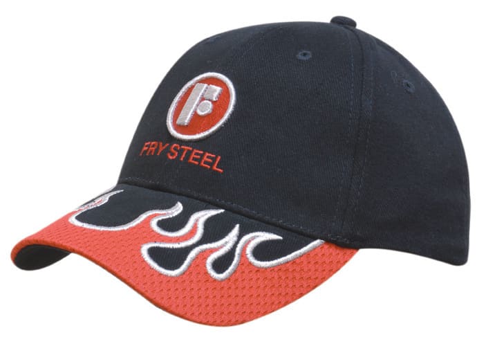 Brushed Heavy Cotton Cap with Mesh Indented Peak Flames