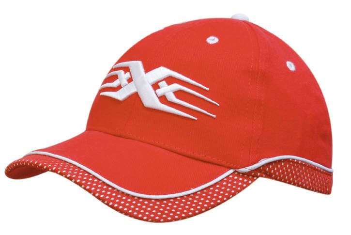 Brushed Heavy Cotton Cap with Peak & Crown Mesh Trim and Piping