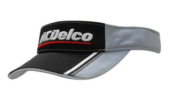 Mesh Knit Visor with Fabric Inserts and Embroidery on Peak