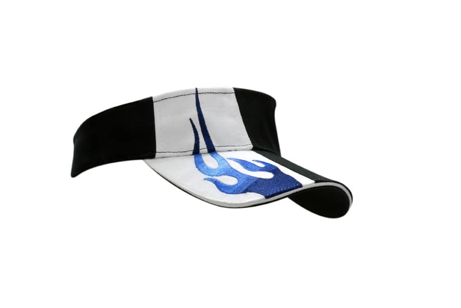 Brushed Heavy Cotton Visor with Sandwich Trim & Flame Embroidery on Crown & Peak