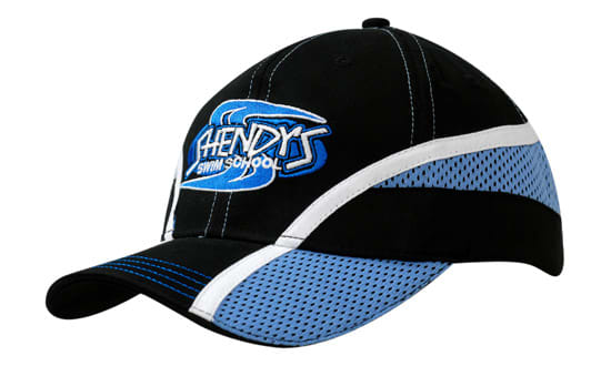 Brushed Cotton with Mesh Inserts & Fabric Stripes on Crown & Peak