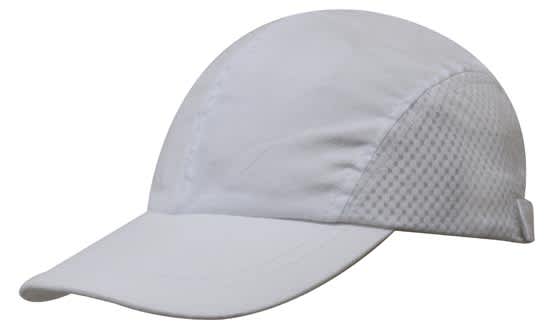 Brushed Cotton HE-3812 A cap in grey with a textured side panel and a curved brim, featuring a logo.