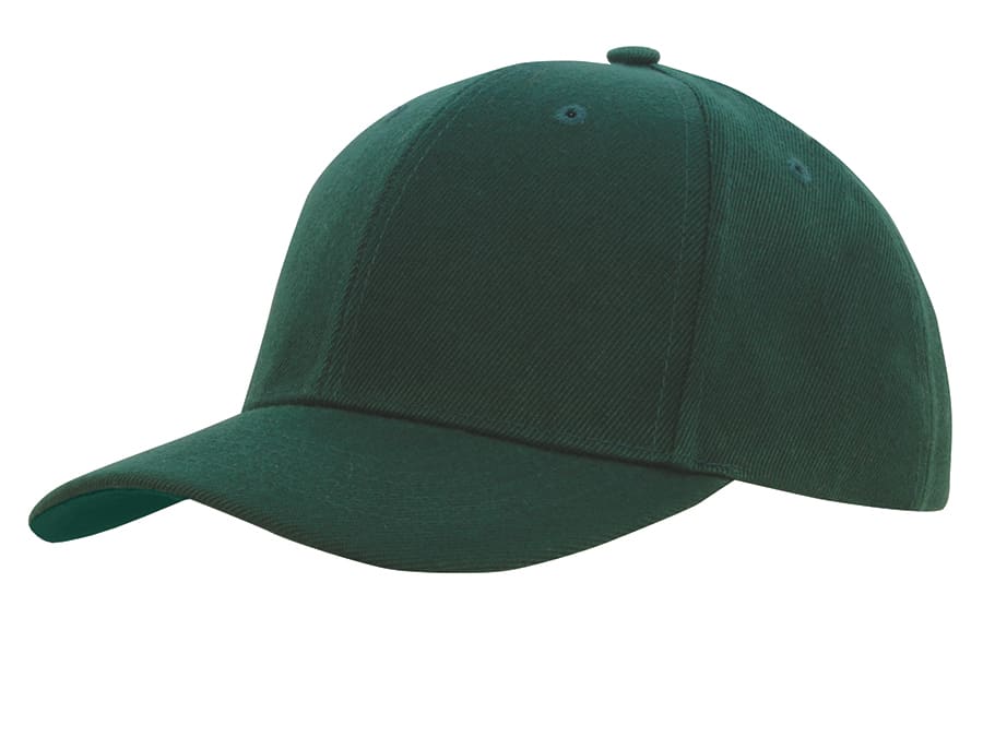 Premium American Twill College Cap HE-3919 A green premium American twill college cap featuring a curved brim and a logo on the front.
