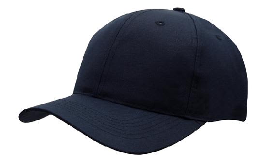 Recycled Breathable Poly Twill Cap HE-3980 A navy blue recycled breathable poly twill cap featuring a structured design and a logo on the front.
