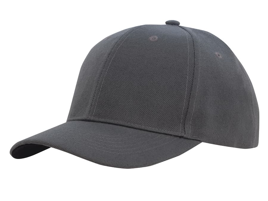 Premium American Recycled Twill Cap HE-3981 A grey twill cap with a curved brim, featuring a logo on the front.