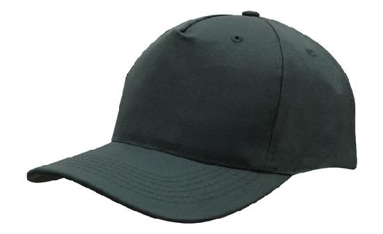 Breathable Poly Twill Cap HE-4011 A breathable poly twill cap in dark green, featuring a curved brim and a fabric strap at the back, with a logo.