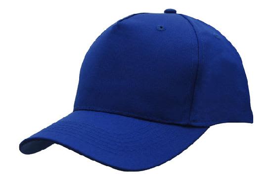 Breathable Poly Twill Cap HE-4011 A blue breathable poly twill cap with a curved brim and a plain design. It features a logo on the front.