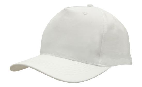 Breathable Poly Twill Cap HE-4011 A white breathable poly twill cap featuring a curved peak and a simple design with a logo.