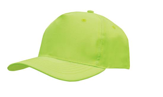 Breathable Poly Twill Cap HE-4011 A bright lime green breathable poly twill cap with a curved visor and a logo.