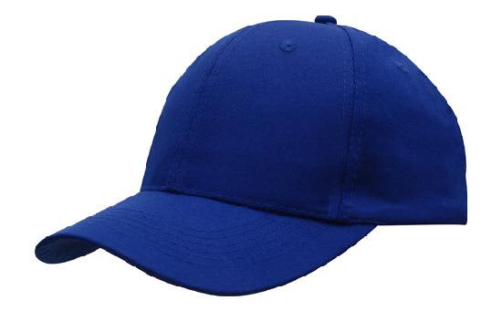 Breathable Poly Twill Cap HE-4012 A blue breathable poly twill cap featuring a solid design and a curved brim. It has a logo on it.