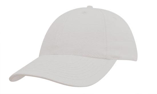 Brushed Heavy Cotton Youth Size HE-4040 A white cap with a curved brim and a logo on the front, made from brushed heavy cotton.