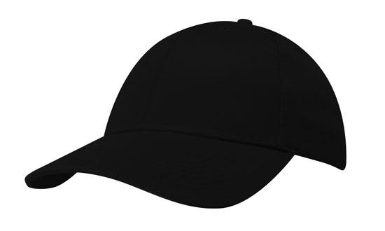 100% Recycled Earth Friendly Fabric HE-4050 A black cap made from 100% recycled earth-friendly fabric, featuring a logo on the front.