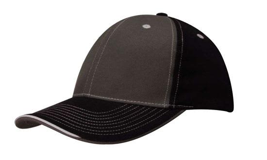 Brushed Heavy Cotton Two Tone Cap with Contrasting Stitching and Open Lip Sandwich H4053 | 