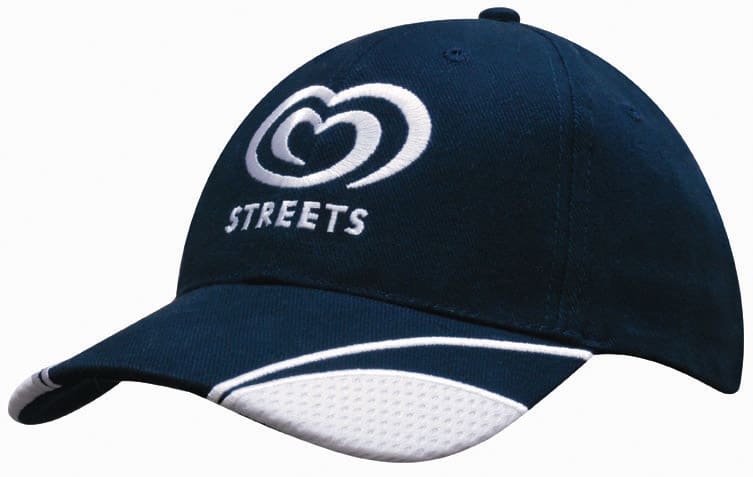 Brushed Heavy Cotton Cap with Mesh Inserts on Peak 4058