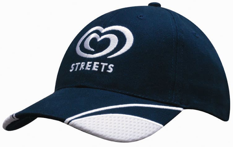 Brushed Heavy Cotton Cap with Mesh Inserts on Peak H4058