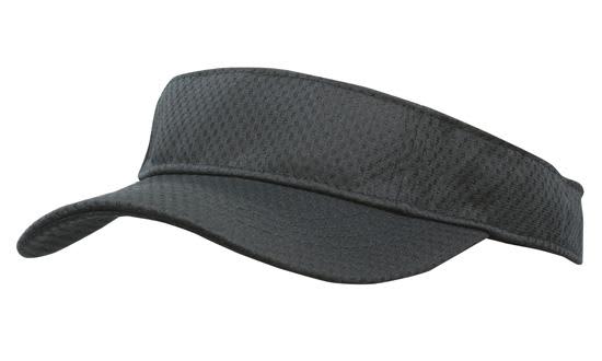 Sports Mesh Visor HE-4060 A sports mesh visor in black with a wide brim and breathable fabric, featuring a logo.