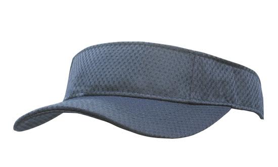 Sports Mesh Visor HE-4060 A sports mesh visor in navy blue with a wide brim. The design features a breathable texture and has a logo.