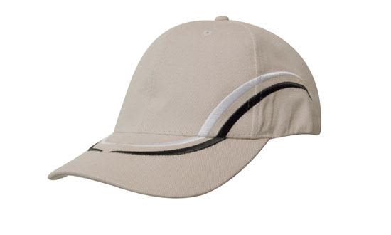 Brushed Heavy Cotton with Curved Embroidery on Crown and Peak HE-4075 A beige cap featuring curved embroidery on the crown and peak, with a logo on the front.