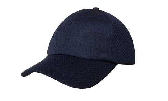 Sports Mesh HE-4078 A navy blue cap with a textured mesh design and a curved visor, featuring a branded logo.