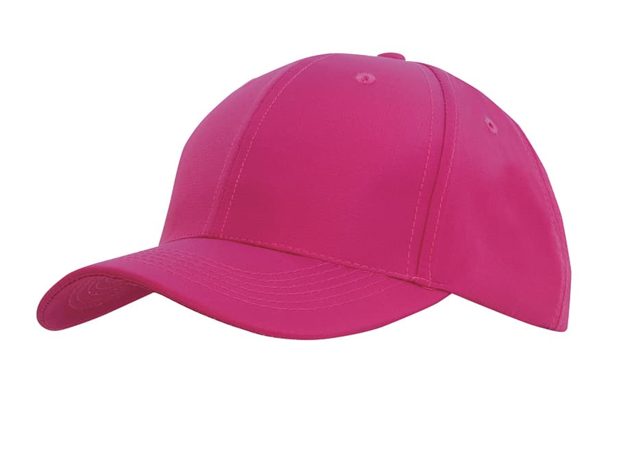 Sports Ripstop Cap HE-4148 A pink Sports Ripstop Cap with a curved brim and a logo on the front.