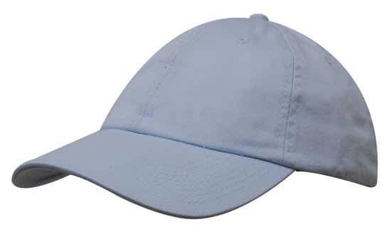 Washed Chino Twill HE-4168 A light blue cap made of washed chino twill, featuring a curved brim and a logo.