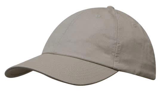 Washed Chino Twill HE-4168 A beige cap with a curved brim and a logo on the front, made from washed chino twill fabric.