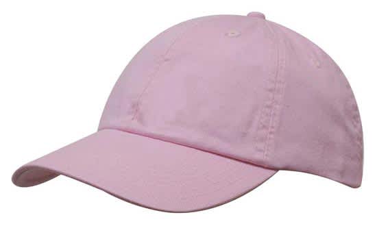 Washed Chino Twill HE-4168 A pink cap with a curved brim and a rear adjuster, featuring a small logo.