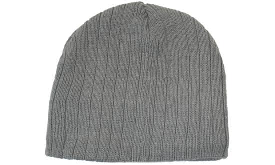 Cable Knit Beanie - Toque HE-4189 A grey cable knit beanie toque with a ribbed texture. The product has a simple, unembellished design.
