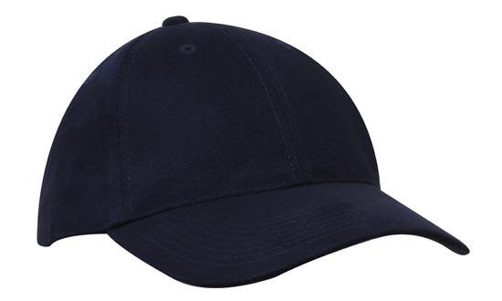 Premium Brushed Heavy Cotton HE-4194 A navy blue cap made of premium brushed heavy cotton, featuring a logo on the front.