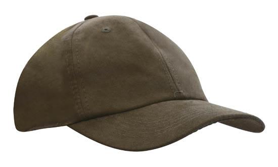 Water Resistant Polynosic HE-4237 A brown cap with a curved brim and an adjustable strap at the back. The cap features a logo on the front.