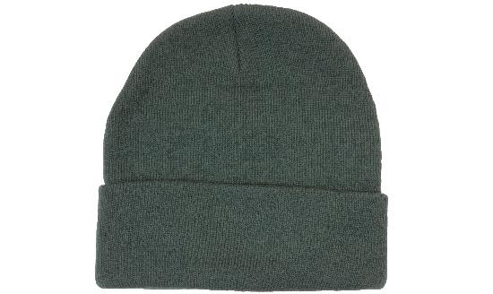 Acrylic Beanie - Toque HE-4243 A green acrylic beanie (toque) with a folded cuff. It features a simple design and has a logo.